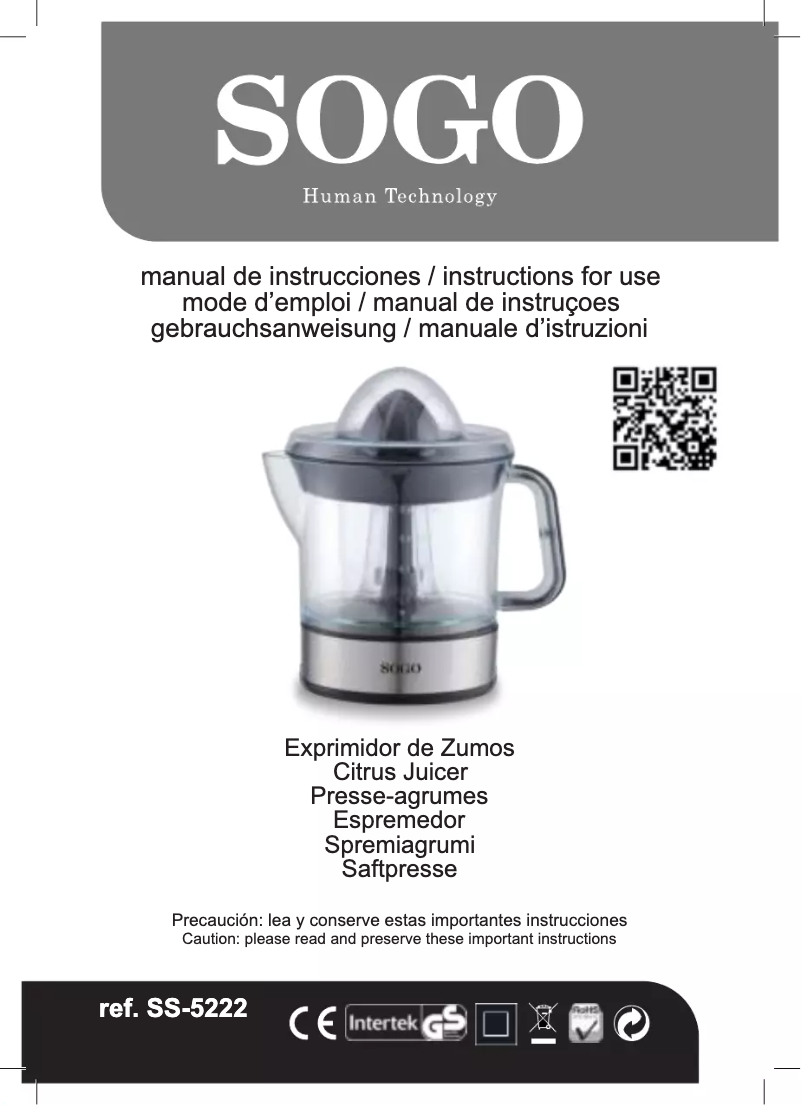 First page image of the manual for SS-5222