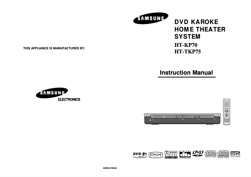 Page 1 of the manual User Manual Samsung HT-KP70
