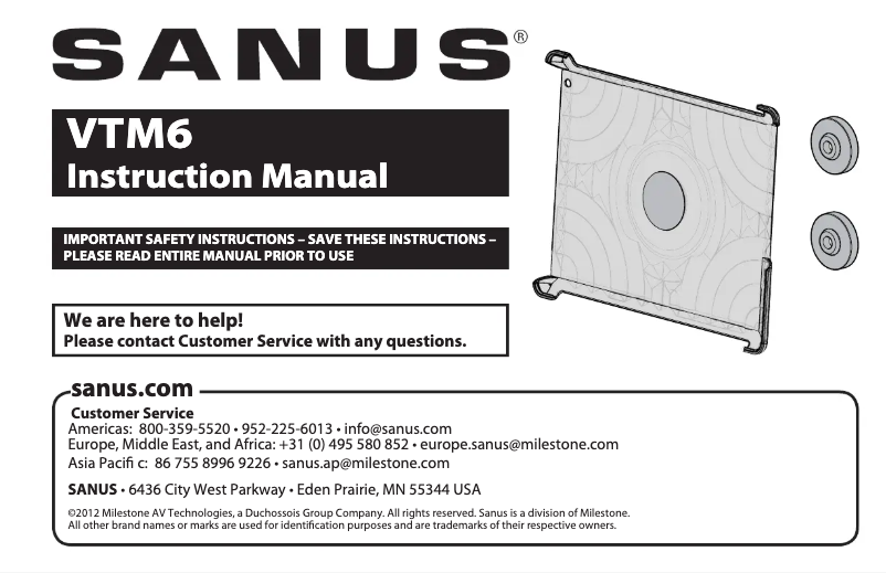 First page image of the manual for VTM6