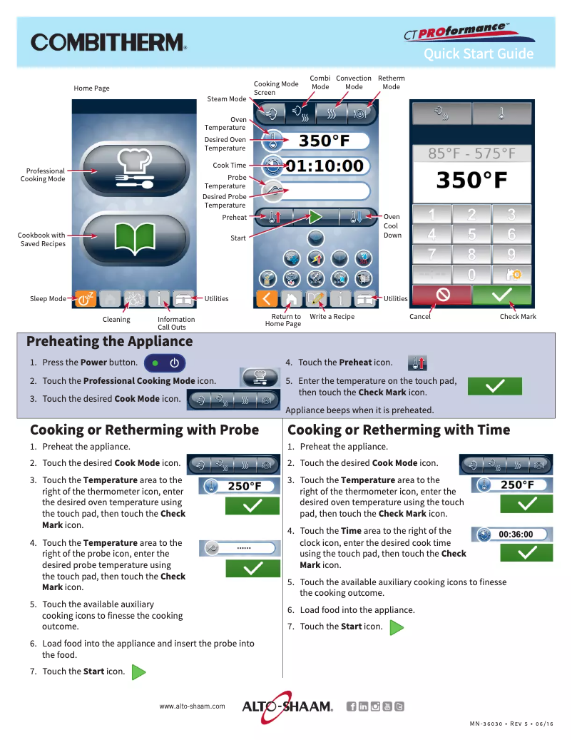 Page 1 of the manual Quick Start Guide Alto-Shaam Combitherm Proformance CTP6-10G