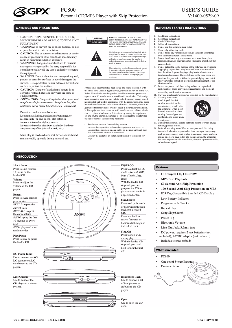 First page image of the manual for PC800