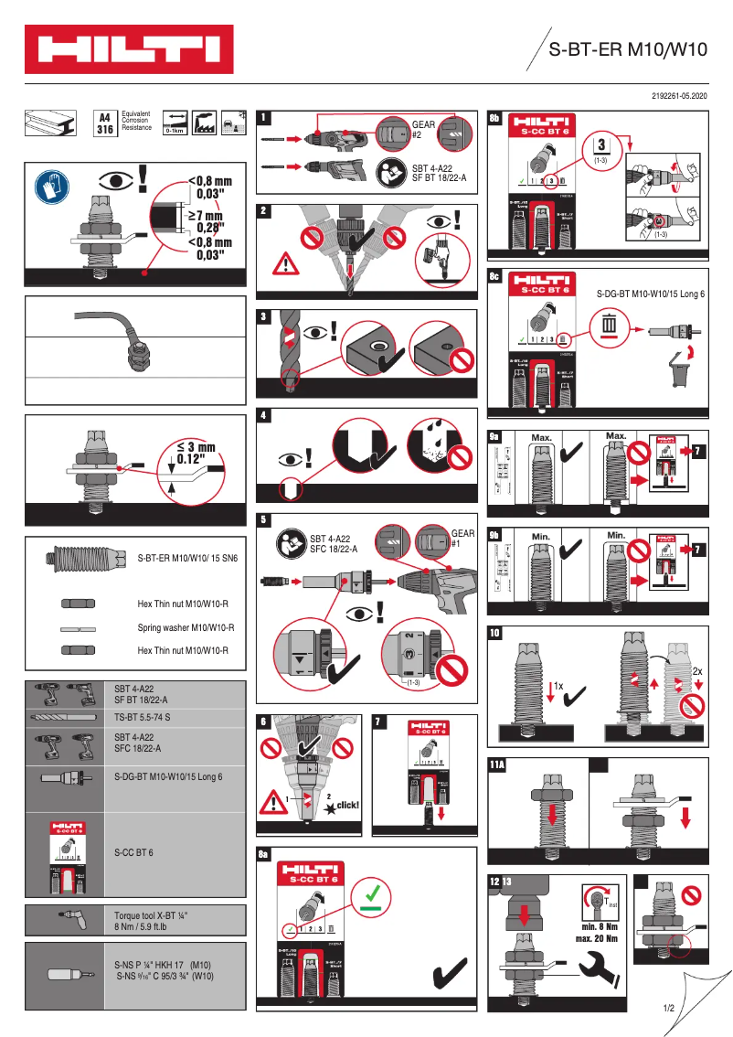 Page 1 of the manual Instructions / Assembly Hilti S-BT-ER