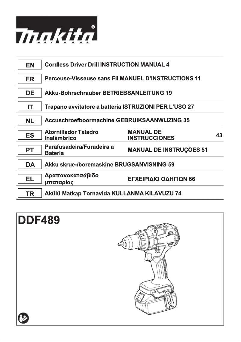 Page 1 of the manual User Manual Makita DDF489