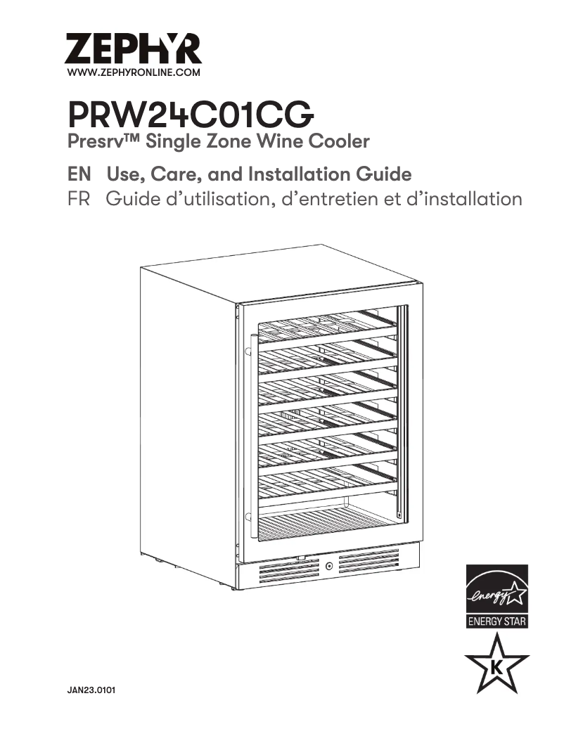 Page 1 of the manual User Manual Zephyr Presrv PRW24C01CG