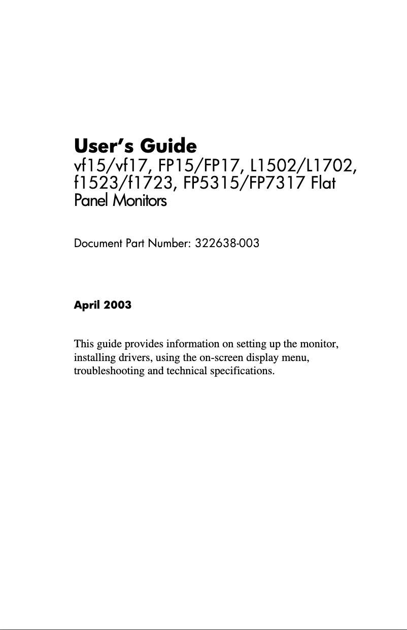 Page 1 of the manual User Manual HP FP17