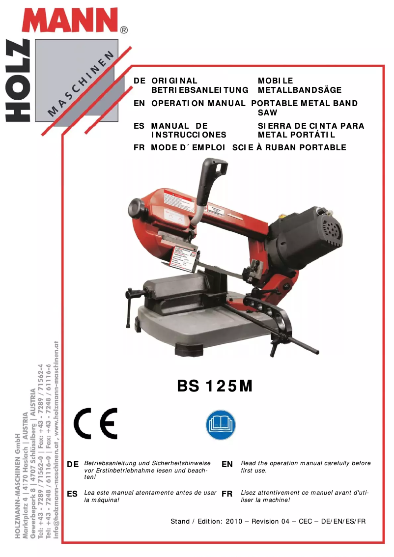 First page image of the manual for BS 125M