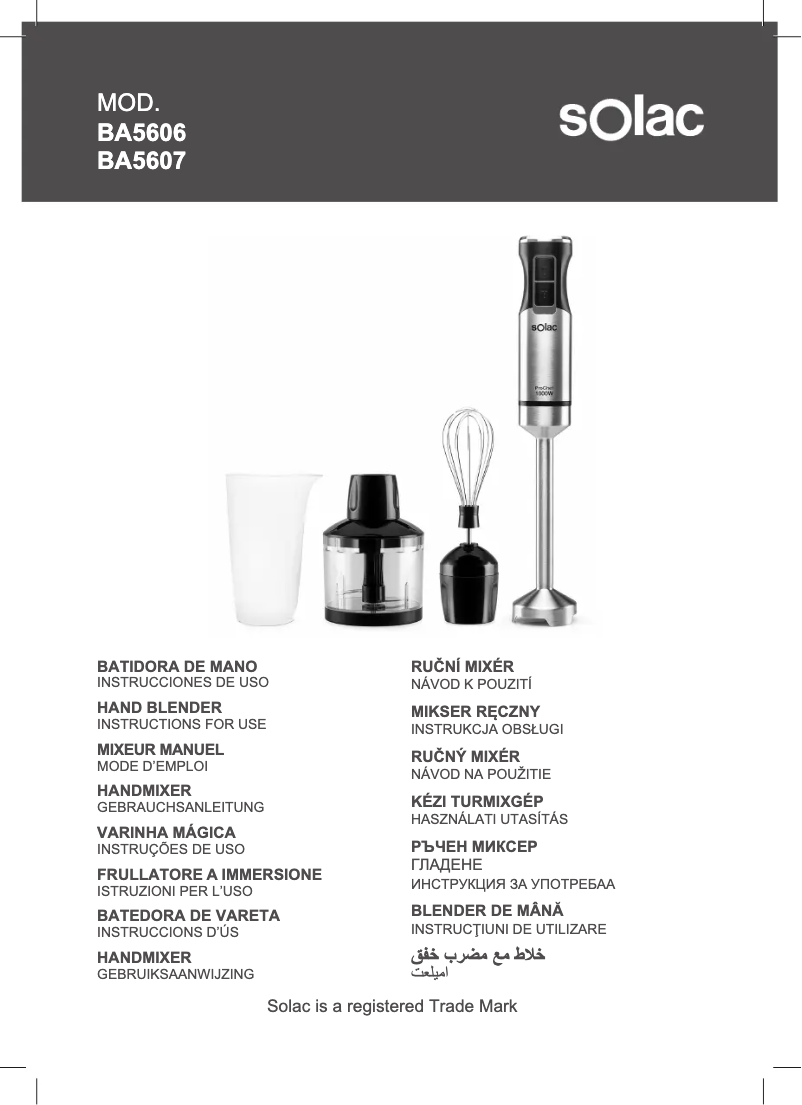 Page 1 of the manual User Manual Solac ProChef 1000W BA5606