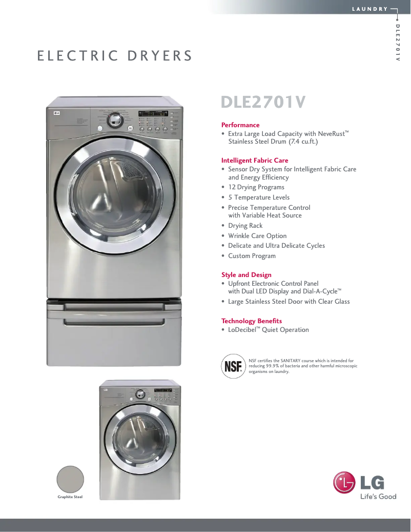 First page image of the manual for DLE2701V