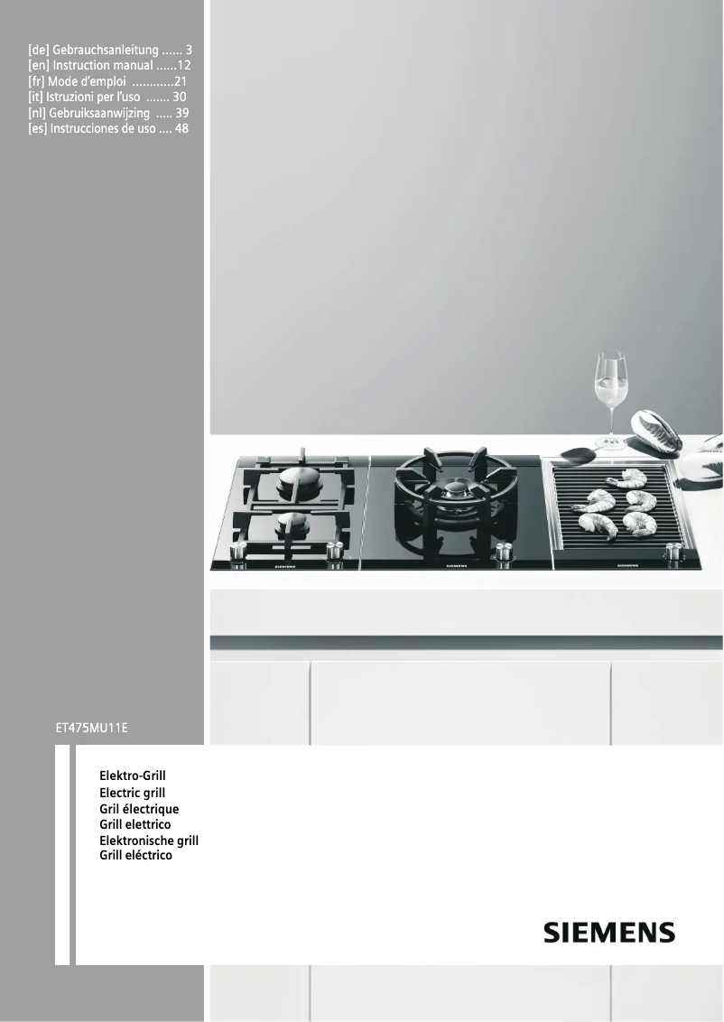 Page 1 de la notice Manuel utilisateur Siemens Lavagrill ET475MU11E