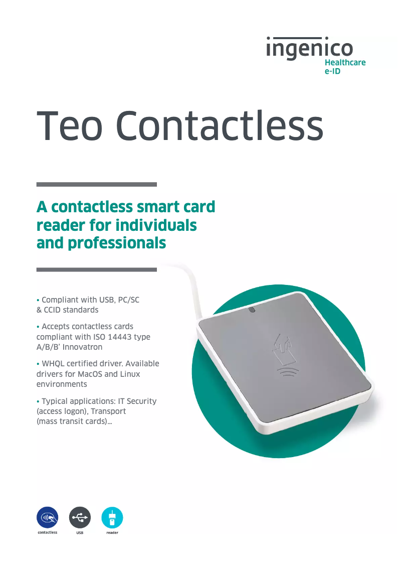 First page image of the manual for Teo Contactless
