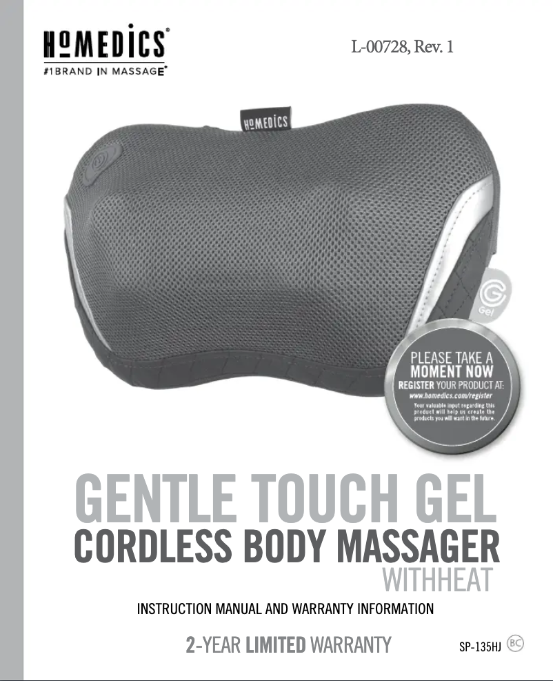 Page 1 of the manual User Manual Homedics Gentle Touch SP-135HJ