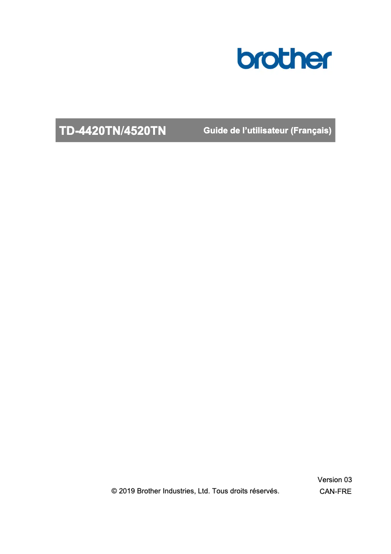 First page image of the manual for TD-4520TN