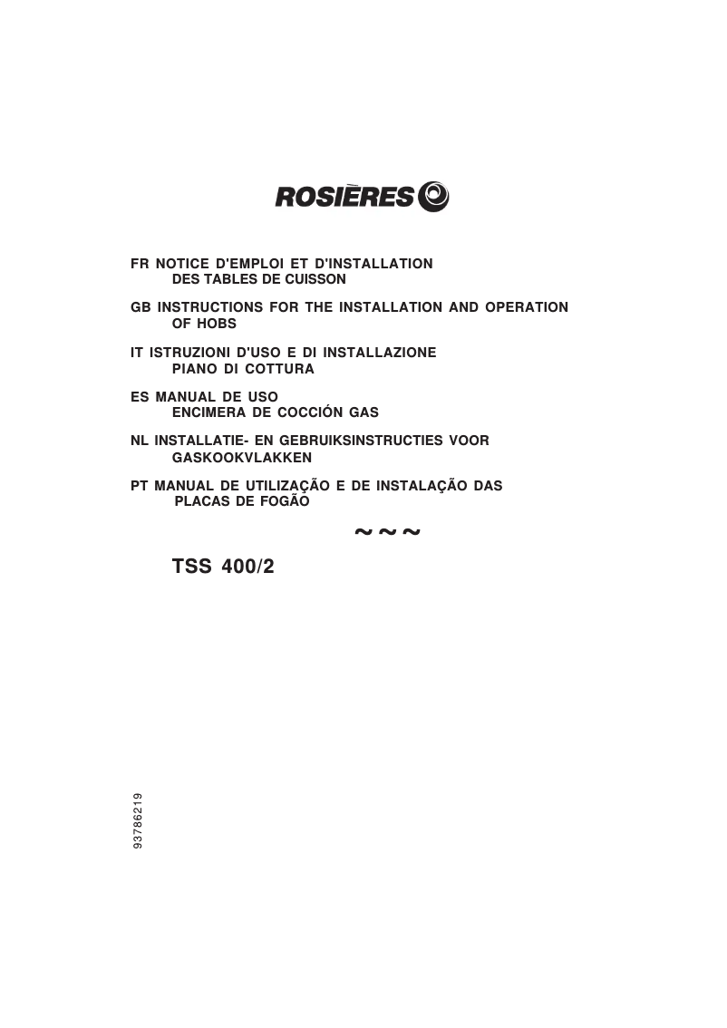 First page image of the manual for PCTSS400/2RU