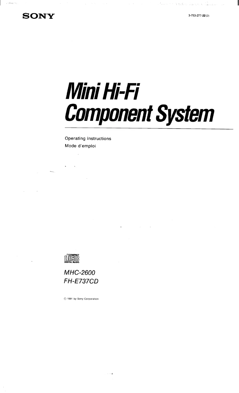 First page image of the manual for MHC-2600