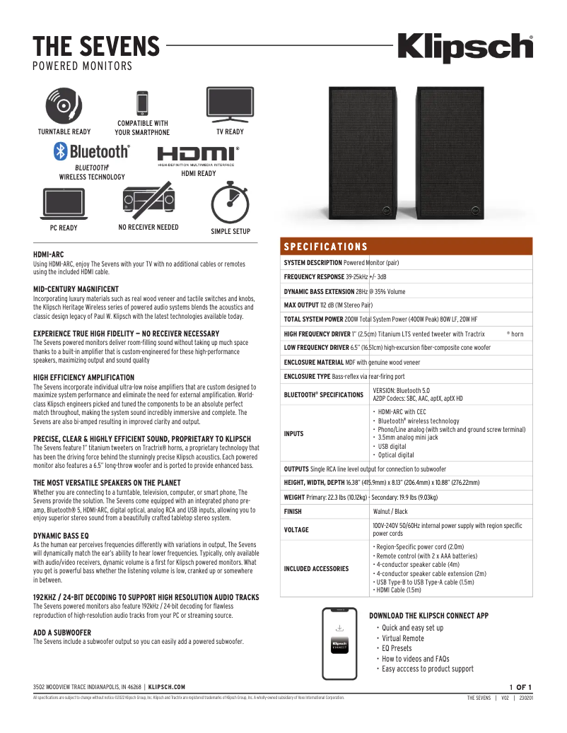 First page image of the manual for The Sevens