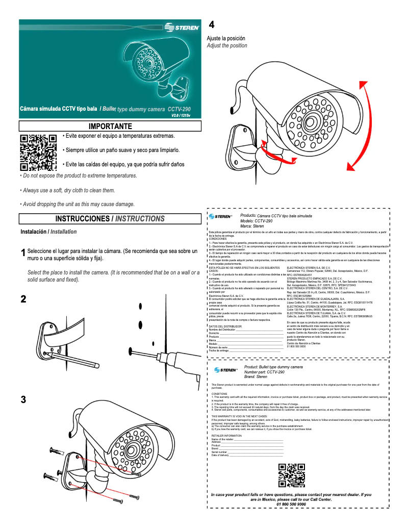 Page 1 of the manual User Manual Steren CCTV-290