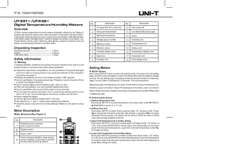 Page 1 of the manual User Manual Uni-T UT332+
