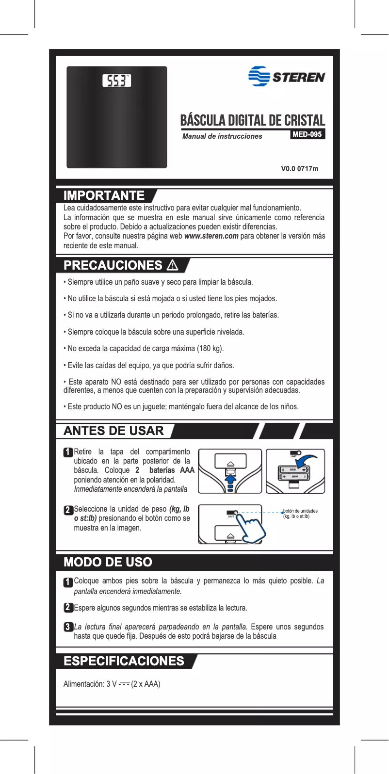Page 1 of the manual User Manual Steren MED-095