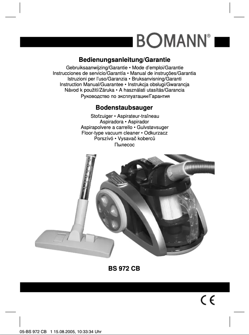 First page image of the manual for BS 972 CB