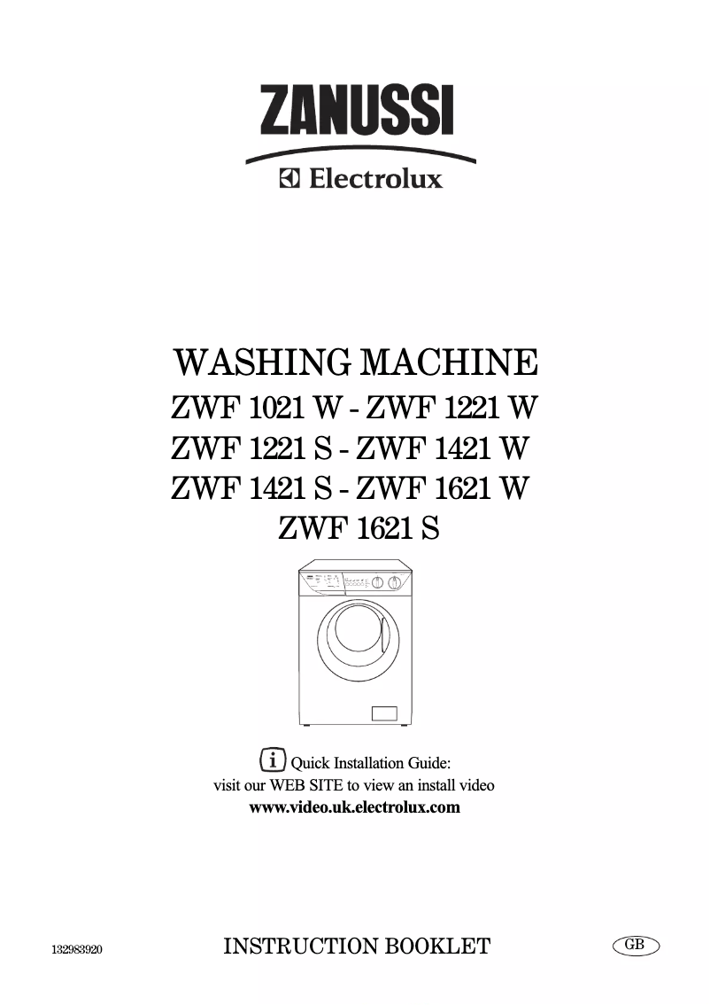 First page image of the manual for ZWF 1621 S