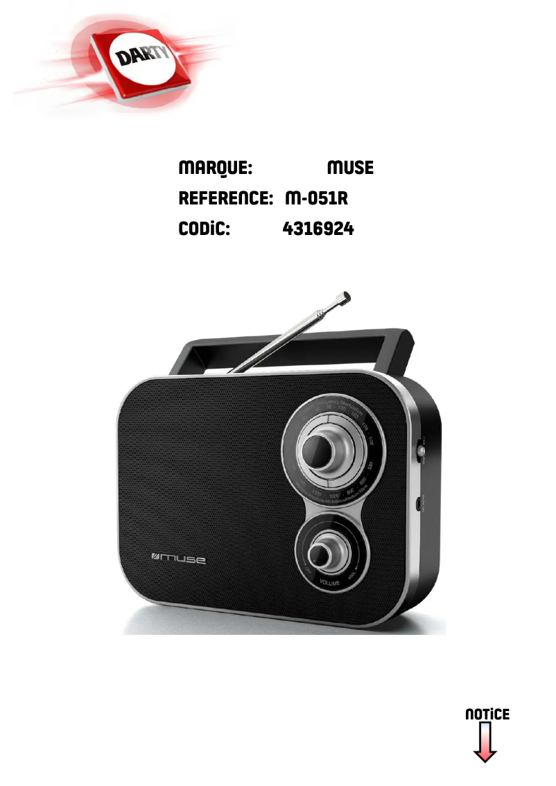 Page 1 de la notice Manuel utilisateur Muse M-051 R
