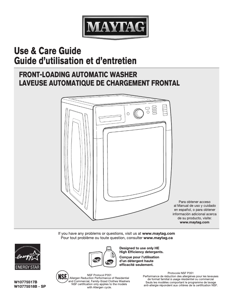 Page 1 of the manual Instruction Manual Maytag MHW8200FW
