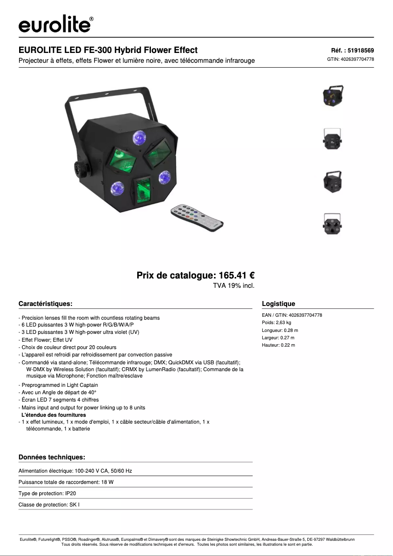 First page image of the manual for LED FE-300