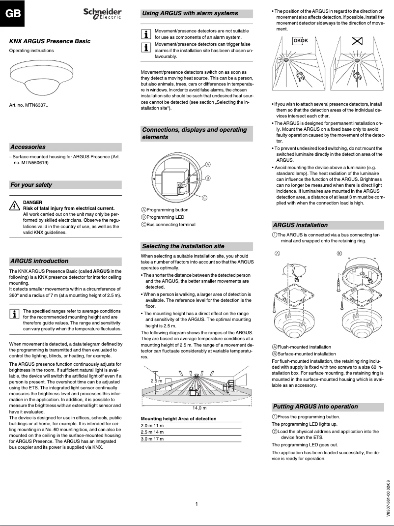 Page 1 of the manual User Manual Schneider MTN630719