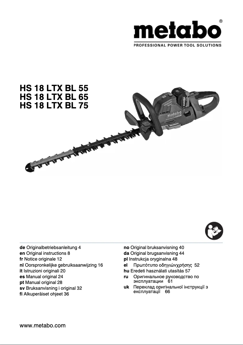 Page 1 of the manual User Manual Metabo HS 18 LTX BL 55