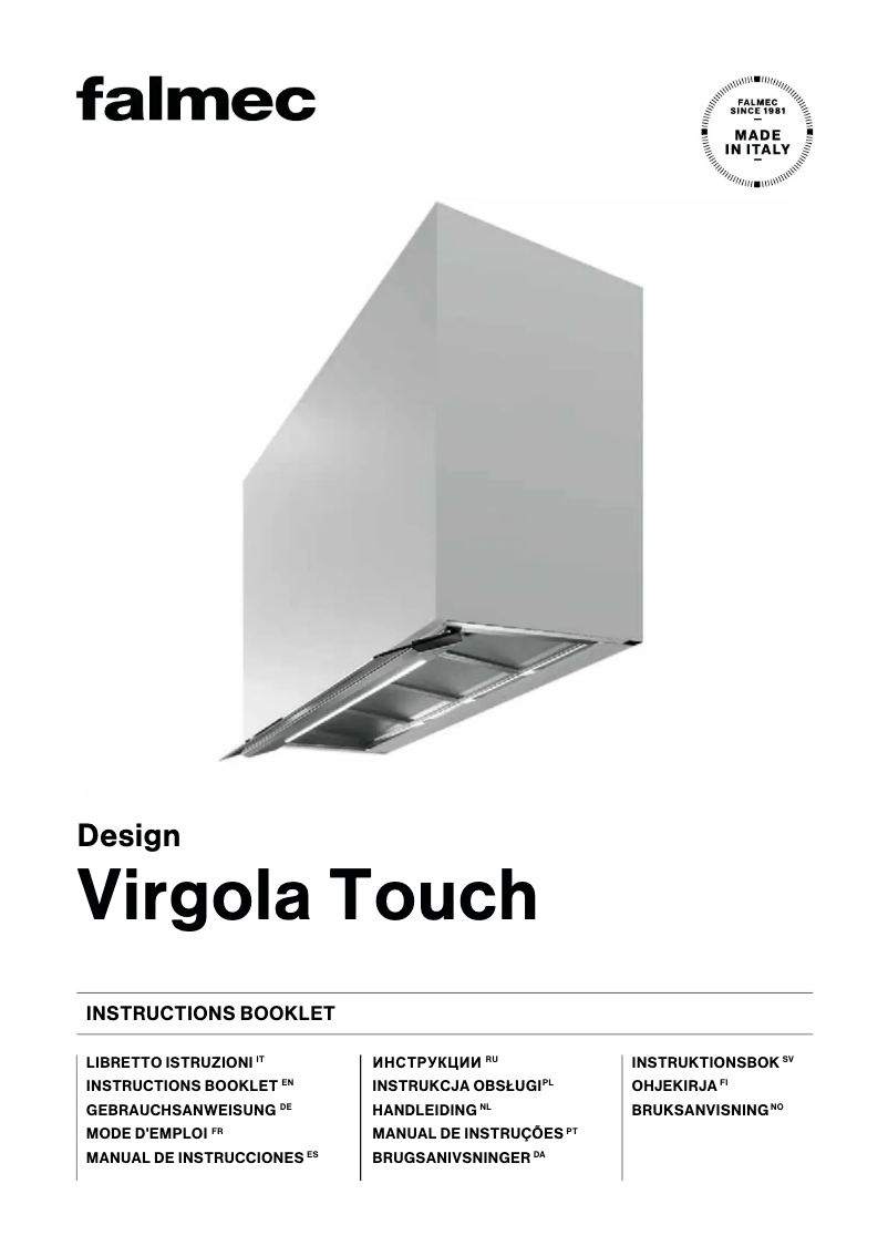 Page 1 of the manual User Manual Falmec Virgola Touch