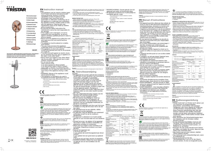 First page image of the manual for VE-5971