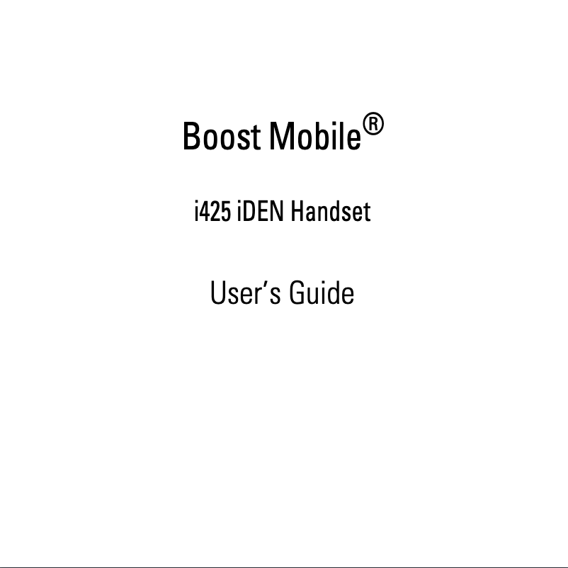 Page 1 of the manual User Manual Motorola i425