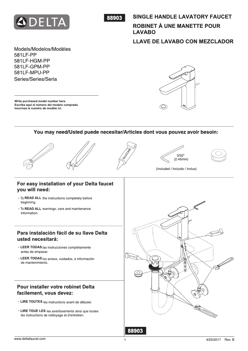 Page 1 of the manual User Manual Delta 581LF-HGM-PP