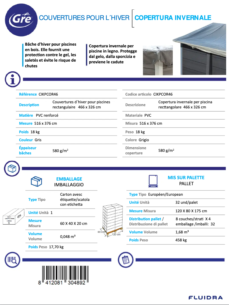 Page 1 of the manual Technical Sheet Gre CIKPCOR46
