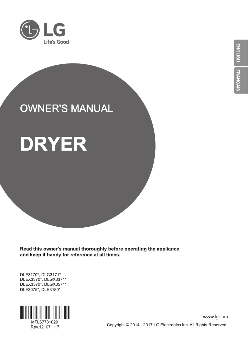 Page 1 of the manual User Manual LG DLEX3570V