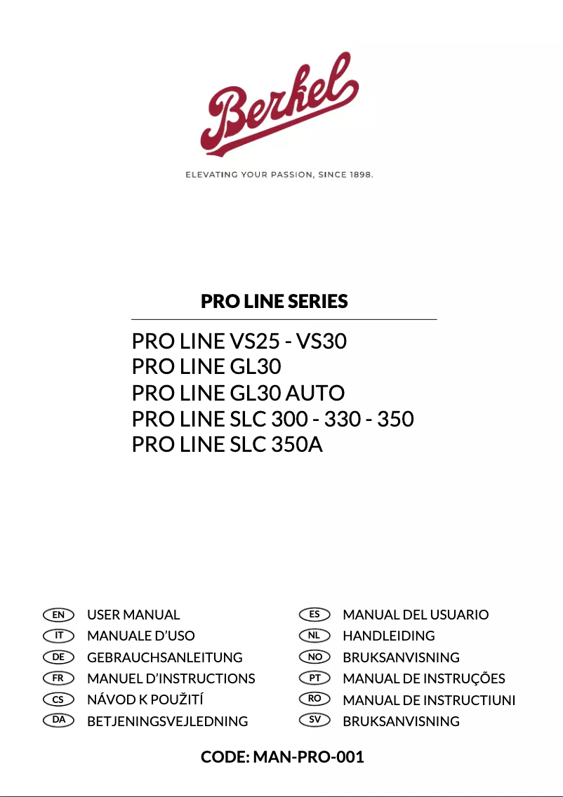 First page image of the manual for Pro Line SLC 330