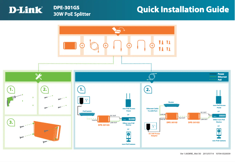 Page 1 of the manual Quick Start Guide D-Link DPE-301GS