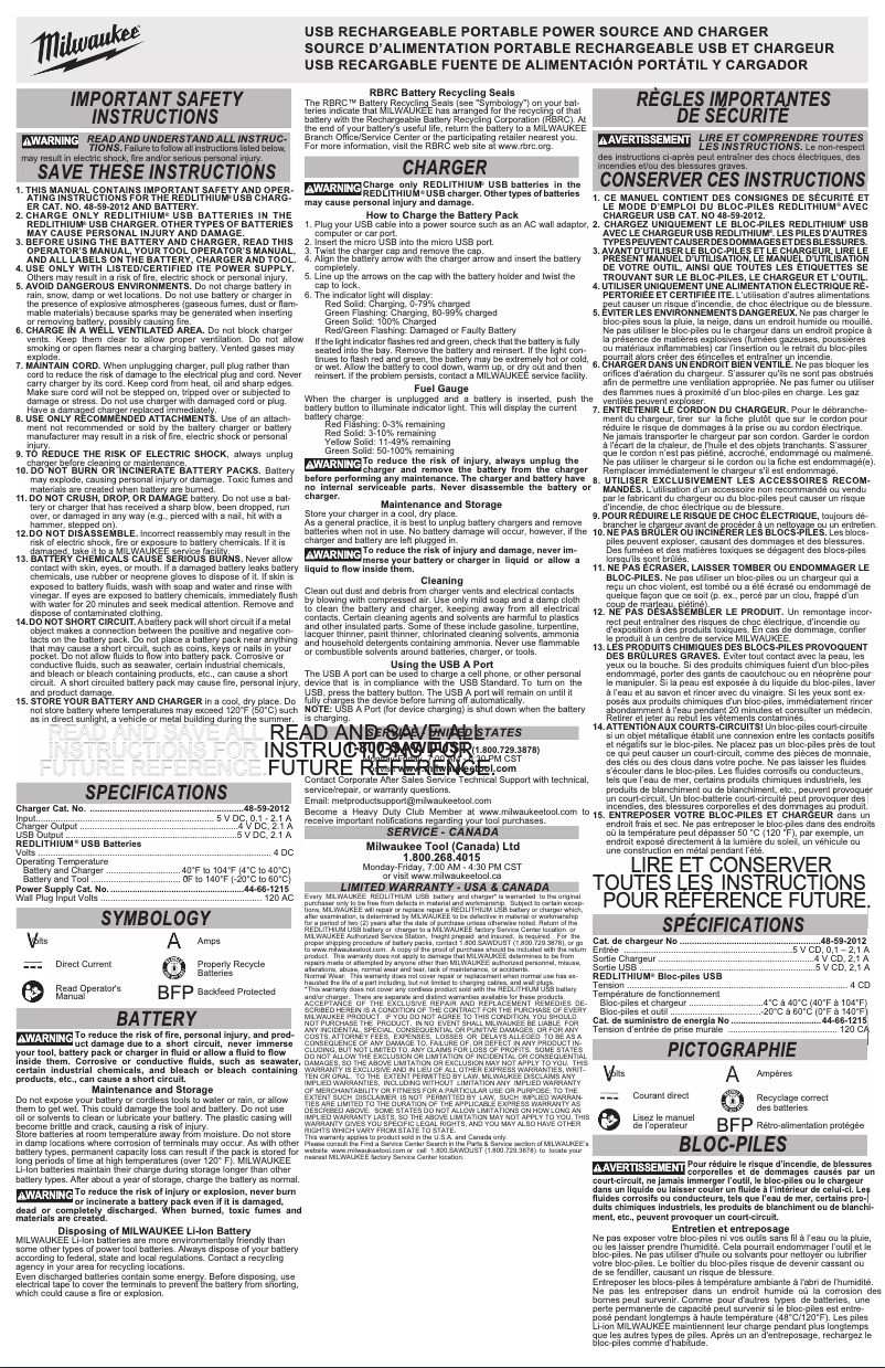 Page 1 of the manual User Manual Milwaukee 48-59-2012