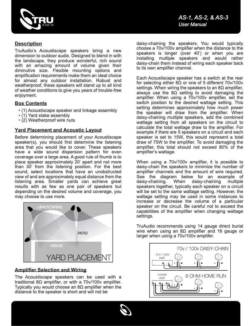 Page 1 of the manual User Manual TruAudio AS-2