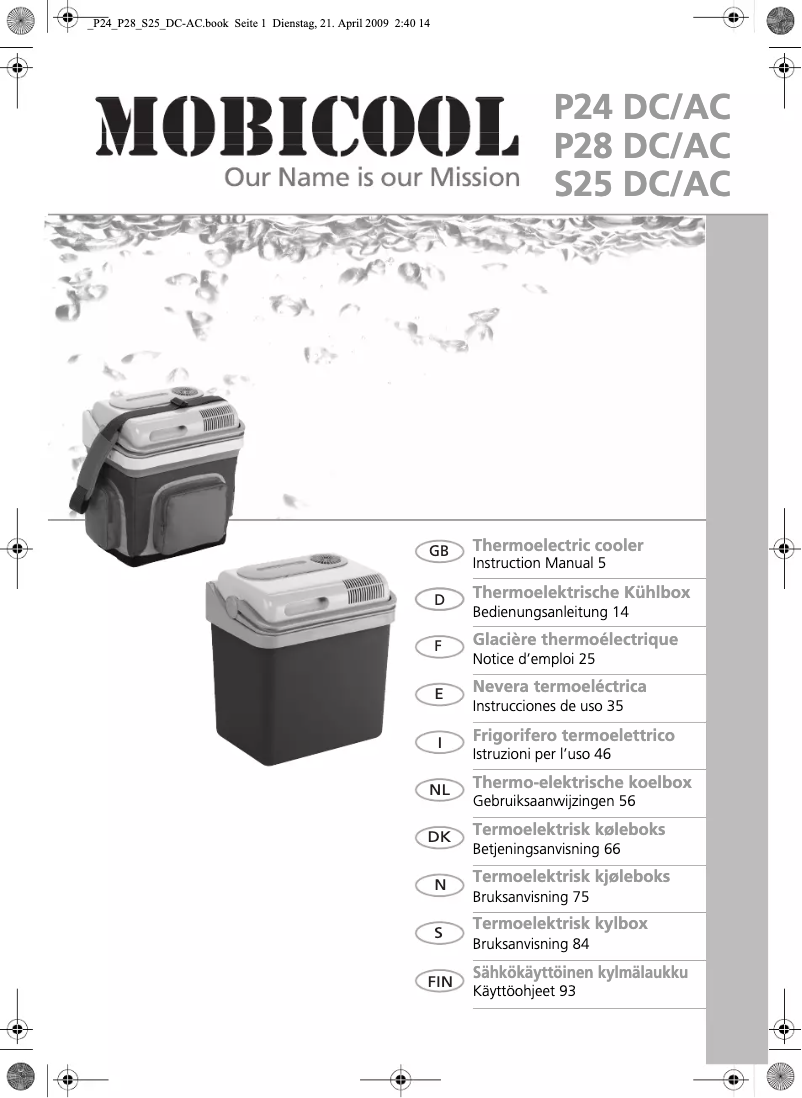 Page 1 de la notice Manuel utilisateur Dometic Mobicool P24 DC