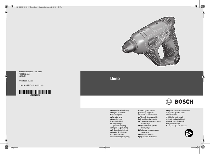 Page 1 of the manual User Manual Bosch UNEO