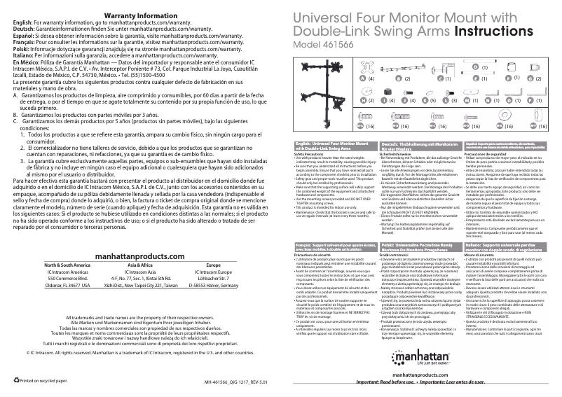 Page 1 of the manual User Manual Manhattan 461566