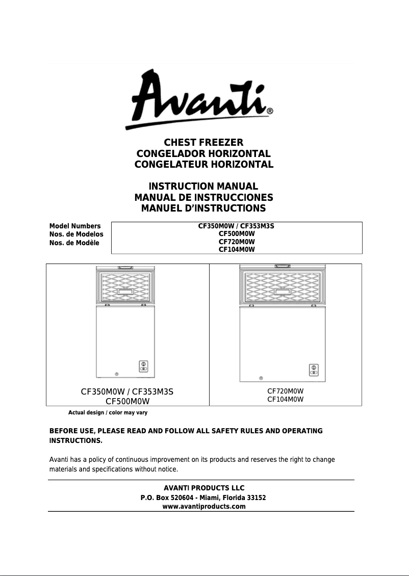 First page image of the manual for CF720M0W