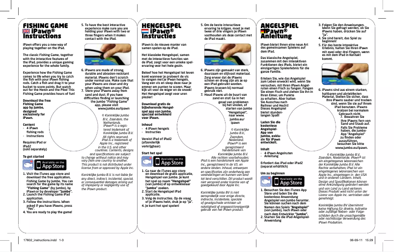 Page 1 of the manual User Manual Jumbo IPawn Hengelspel
