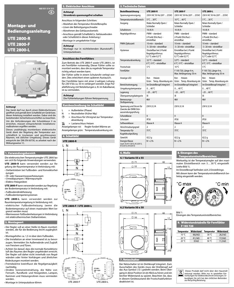 Page 1 de la notice Manuel utilisateur Eberle UTE 2800-L