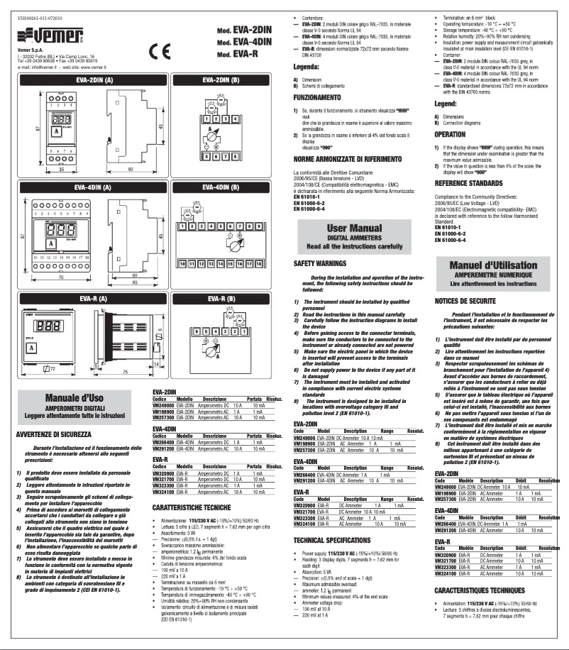 Image de la première page du manuel de l'appareil EVA-R