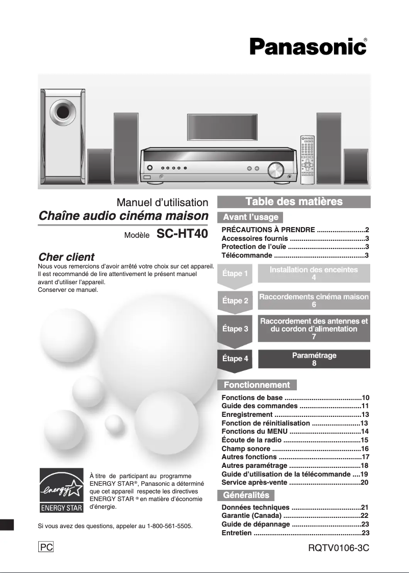 Page 1 of the manual User Manual Panasonic SC-HT40