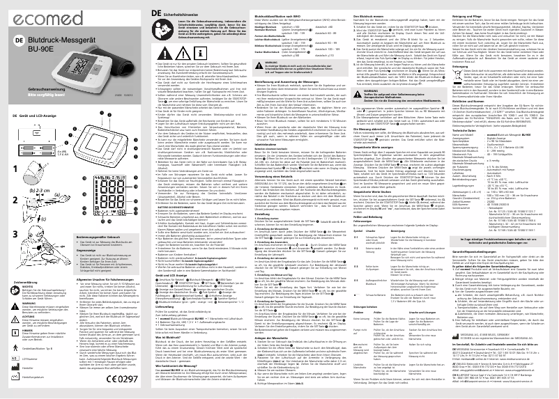 First page image of the manual for BU-90E