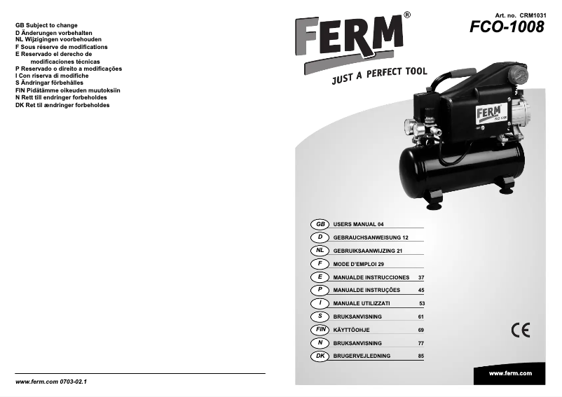 First page image of the manual for CRM1031 FCO-1008