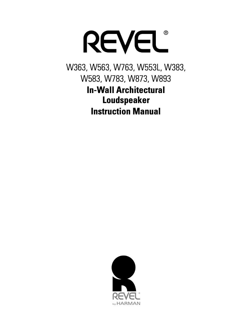 Page 1 of the manual User Manual Revel W763